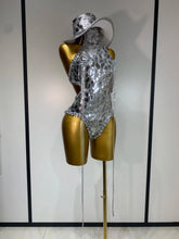 Sprakly Silver Bodysuit Sexy Two Pieces Outfit Dancer Birthday Evening Party Celebrate Performance Singer Stage Perform Outfit